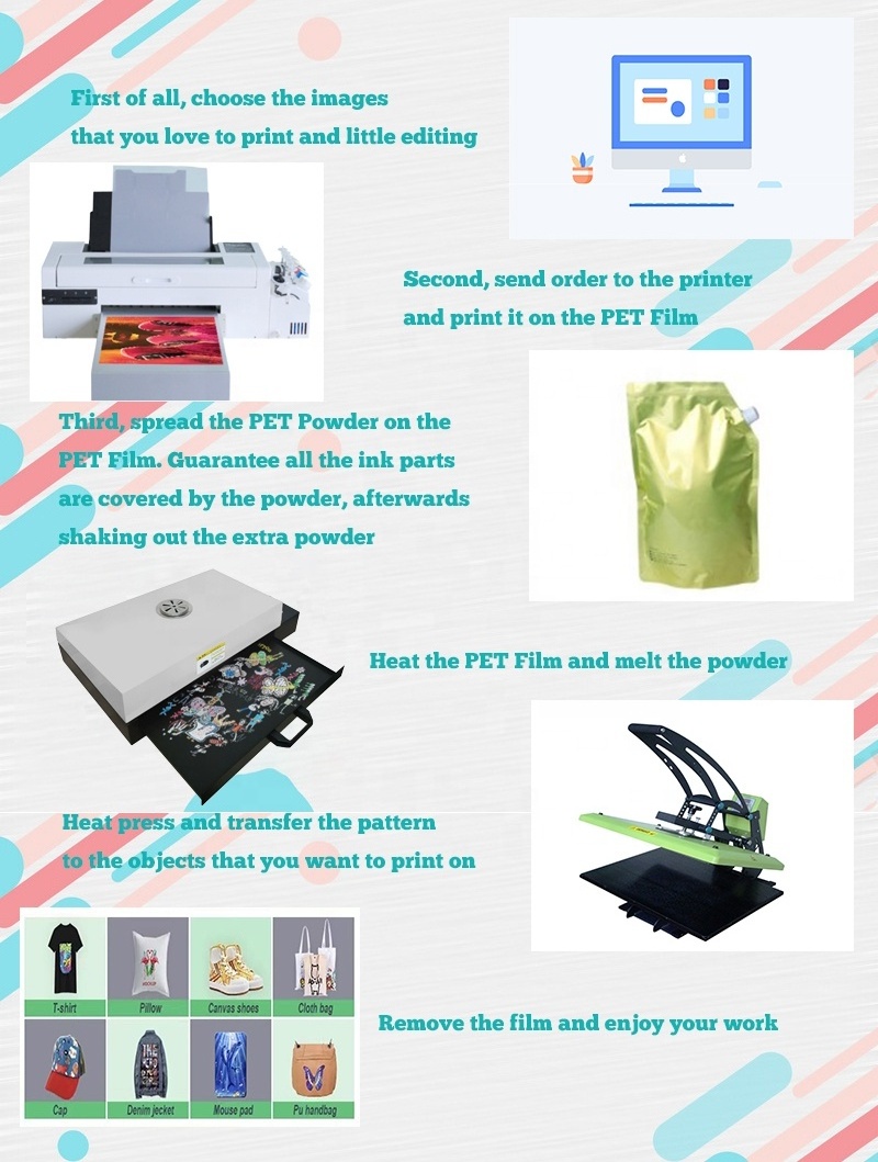 PET Transfer Film L1800 DTF Printer A3 Printer PET Film Digital DTF Printing Machine