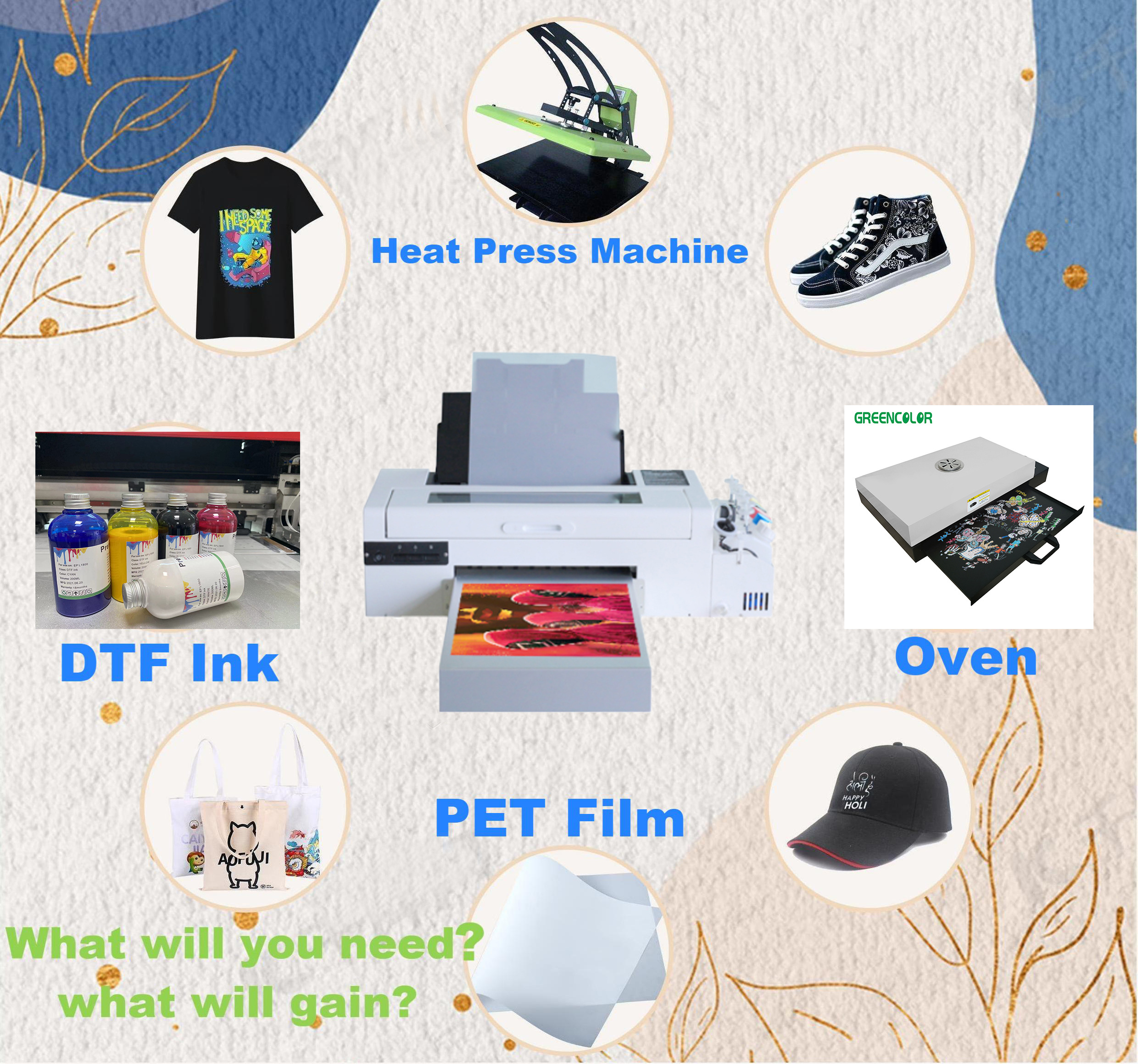 Easy to operate direct to film t-shirt printing machine with cleaning function no clogging direct to film printer L1800