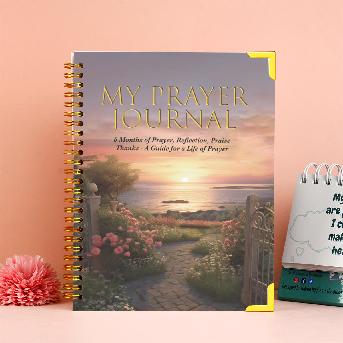 Custom Design Printing  Prayer Spiral Bible Book Guided Spiritual Manifestation Notebook 6 Months Reflection Journal Sublimation