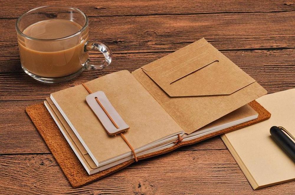 Cute Refillable Handmade Genuine Leather Journal Traveler's Pocket Notebook,  Leather Daily Notepad ,Best Gift for Planner