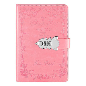 A5 Diary with Combination Lock Digital Password PU Leather Notebook for Girls Locking Personal Diary