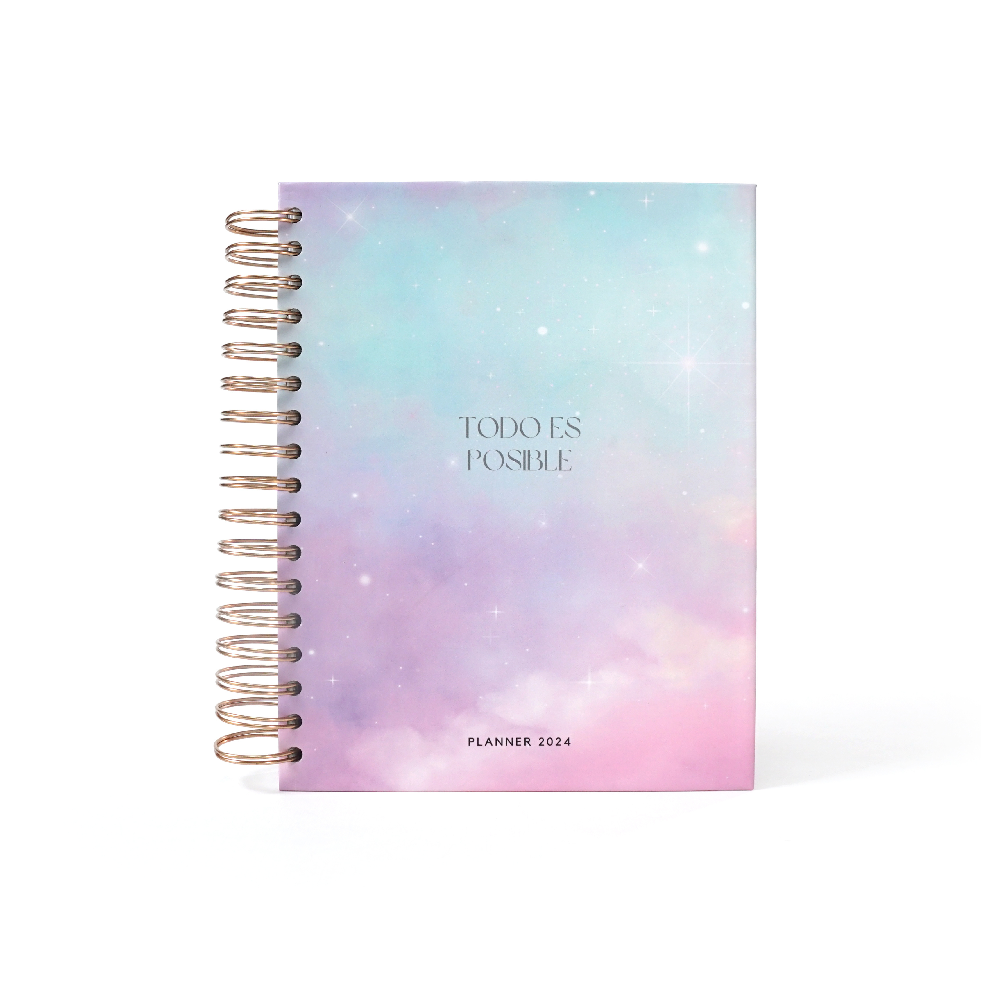 2024 Custom Printing Monthly Planner Goal Wellness Journal Agenda Spiral Workbook Self Care Five Minute Notebook with Sticker