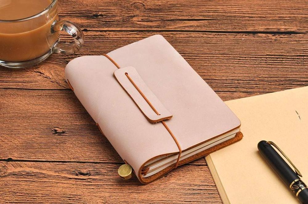 Cute Refillable Handmade Genuine Leather Journal Traveler's Pocket Notebook,  Leather Daily Notepad ,Best Gift for Planner