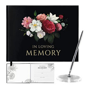 Funeral Guest Book Set For Memorial Service Hardcover Personalized Memory Signature Sign In Celebration Of Life Register