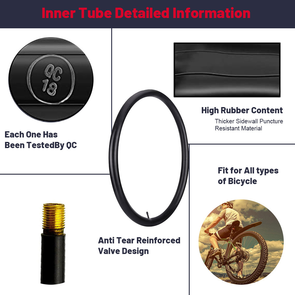 INKLIDA  18X1.75/1.95 mtb bike tyre butyl tubes cheap road bicycle tires rubber inner tube Camera 2.125 700c