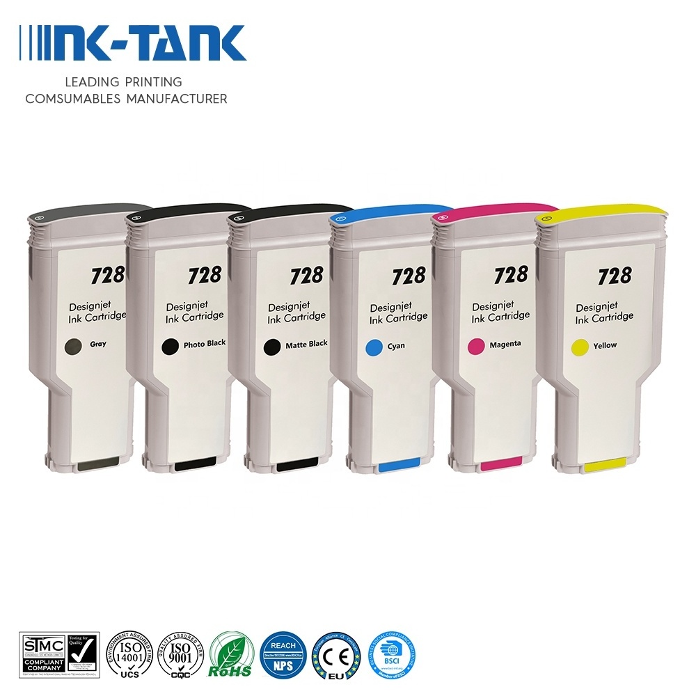 INK-TANK 130ml 728 F9J67A 300ml F9J68A Premium Color Compatible Ink Cartridge For HP728 For HP Designjet T730 T830 Printer