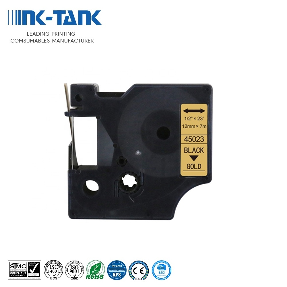 INK-TANK 45023 45024 Black on Gold Premium Compatible Cartridge Ribbon Label Tape for DYMO D1 Labelmanager 280 Printer