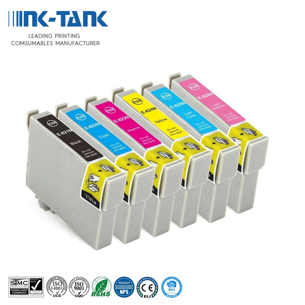 INK-TANK T0821N T0822N T0823N T0824N T0825N T0826N Premium Color Compatible Inkjet Ink Cartridge for Epson Stylus TX700W TX800FW