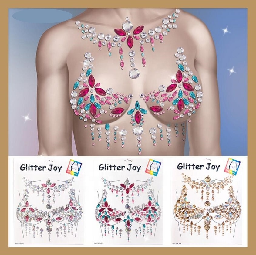 Breast Body Jewelry Stickers Crystal Boobs Nipple Cover Gem for Festival Rhinestone Decorations