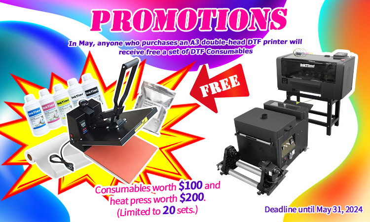 Inktime dual XP600 12 Inch A3 A3+ dtf printer printing machine dtf printer a3 With Powder Shaking Machine