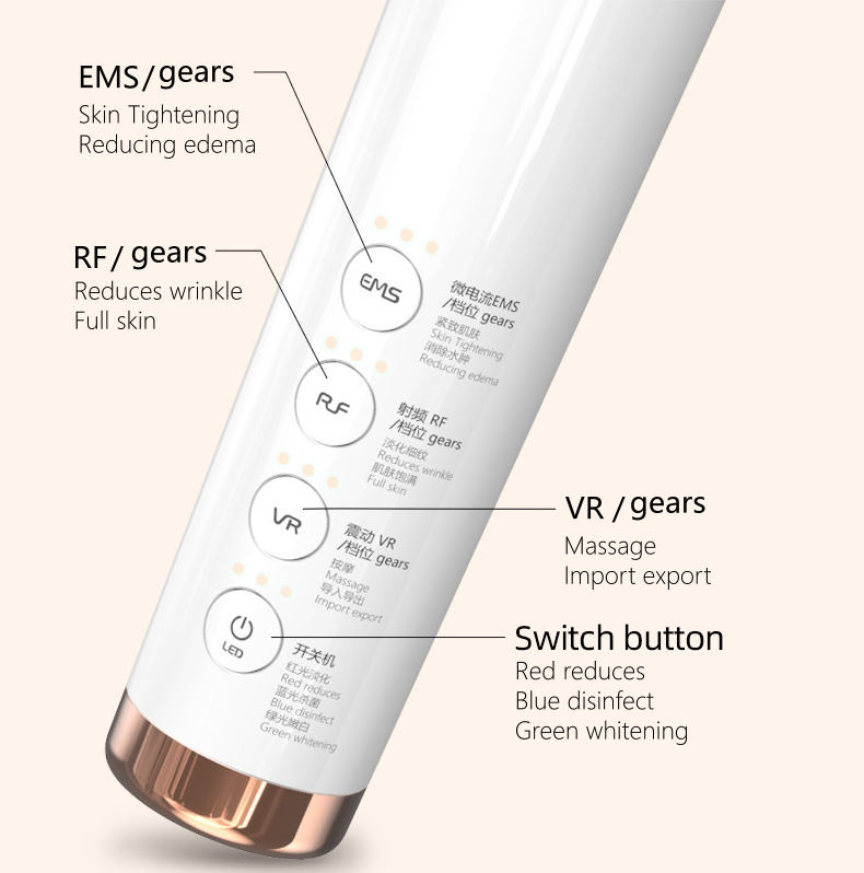 Factory price custom 3 in 1 multifunctional skin care portable beauty device ems rf home,rf radio frequency ems beauty device