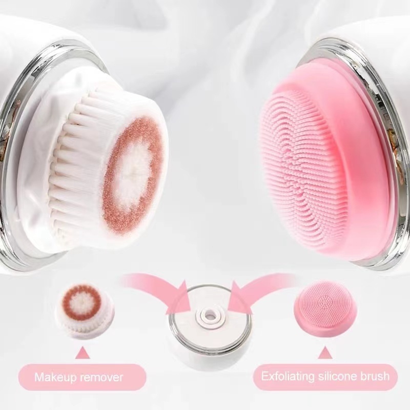 3 in 1 Ultrasonic Electric Face Cleansing Instrument Sonic Silicone Facial Cleansing Brush