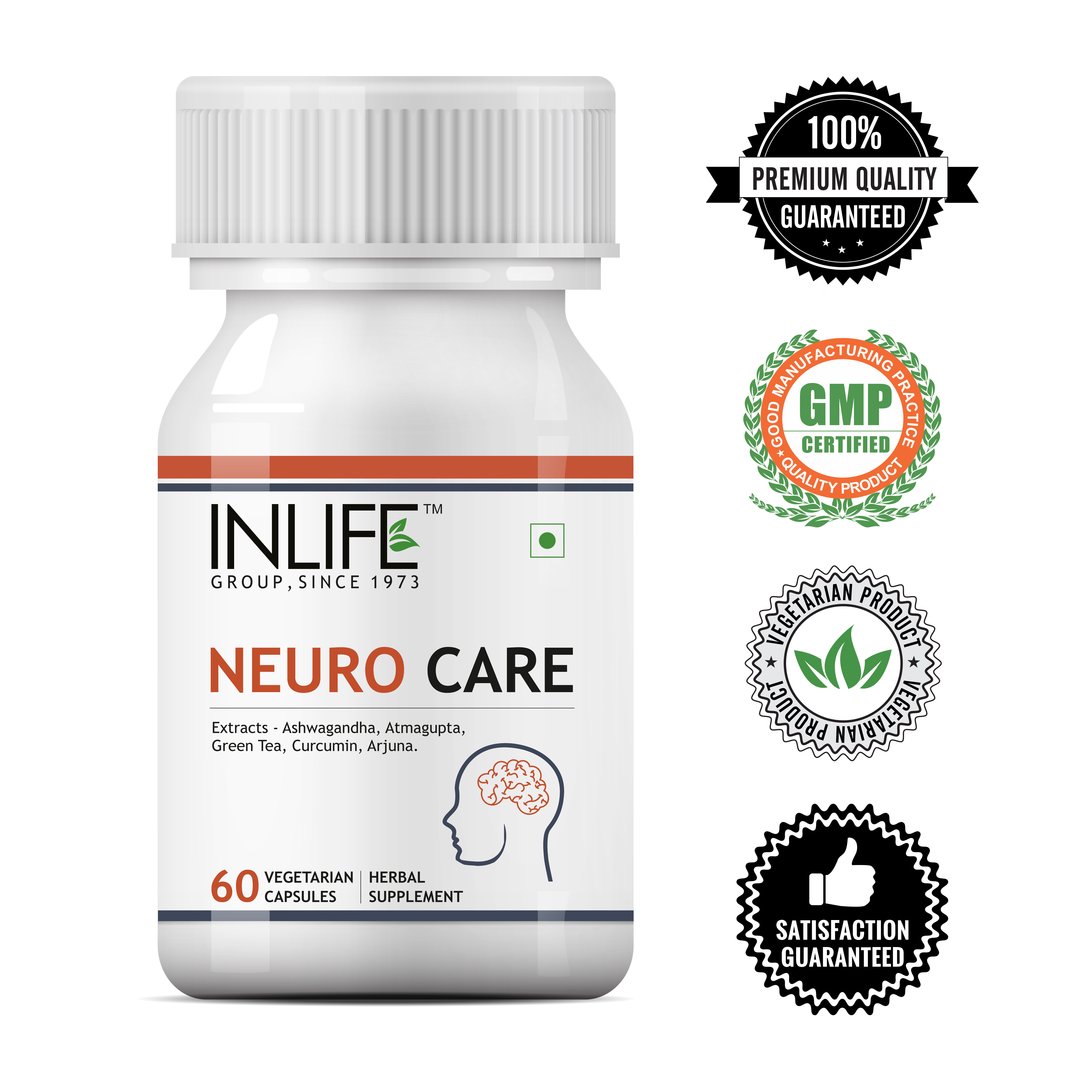 INLIFE Neuro Nerve Care Ayurvedic herbal health supplement - 60 vegetarian capsules