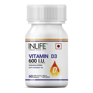 INLIFE Vitamin D3 600 IU Cholecalciferol Supplement with Coconut Oil for Better Absorption, For Men & Women, Immunity, Bone Heal