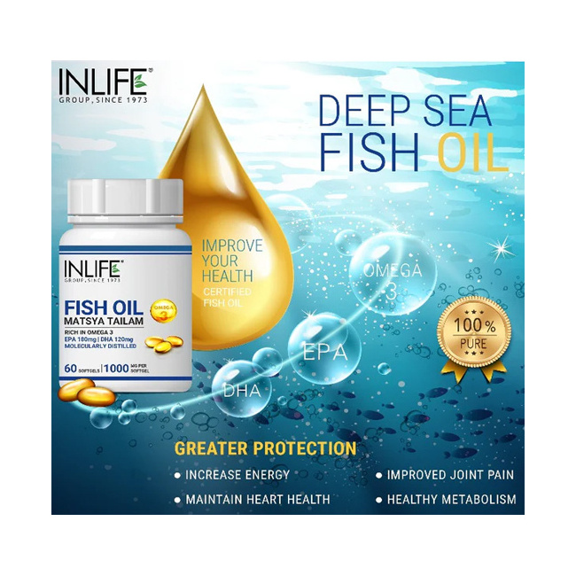 High quality Inlife 3 fish oil softgel bulk omega 3 supplements fish oil omega 60 softgels Fish oil for healthcare