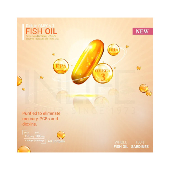 High quality Inlife 3 fish oil softgel bulk omega 3 supplements fish oil omega 60 softgels Fish oil for healthcare