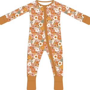 Custom Print Bamboo Fabric Newborn Baby Infant Zipper Clothes Onesie Rompers Bamboo Viscose Toddler Pajamas Sleeper Clothes