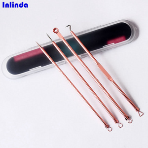 Great  Factory Price Personal use 4pcs Blackhead Extractor With Case Stainless Mini blackhead remover vacuum tool kit