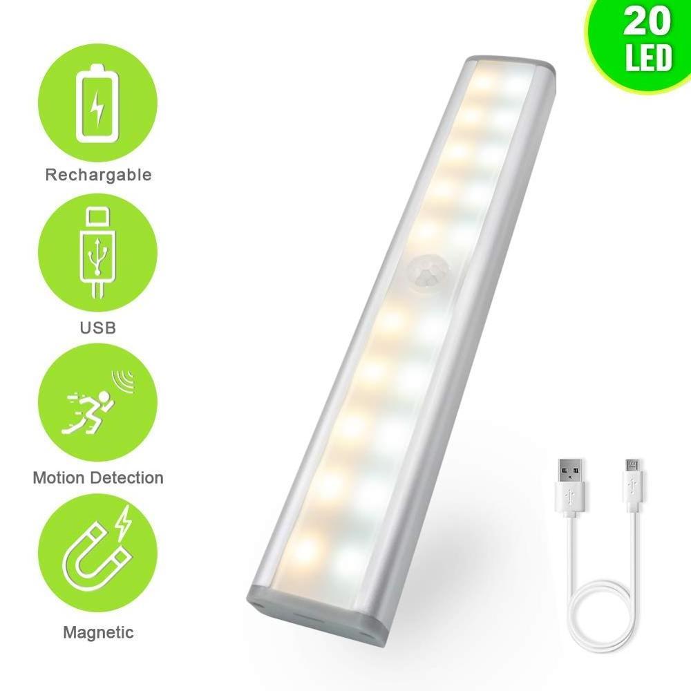 Battery Powered Rechargeable Wireless Motion Sensor LED Closet Night Light for Cabinet LED Lighting