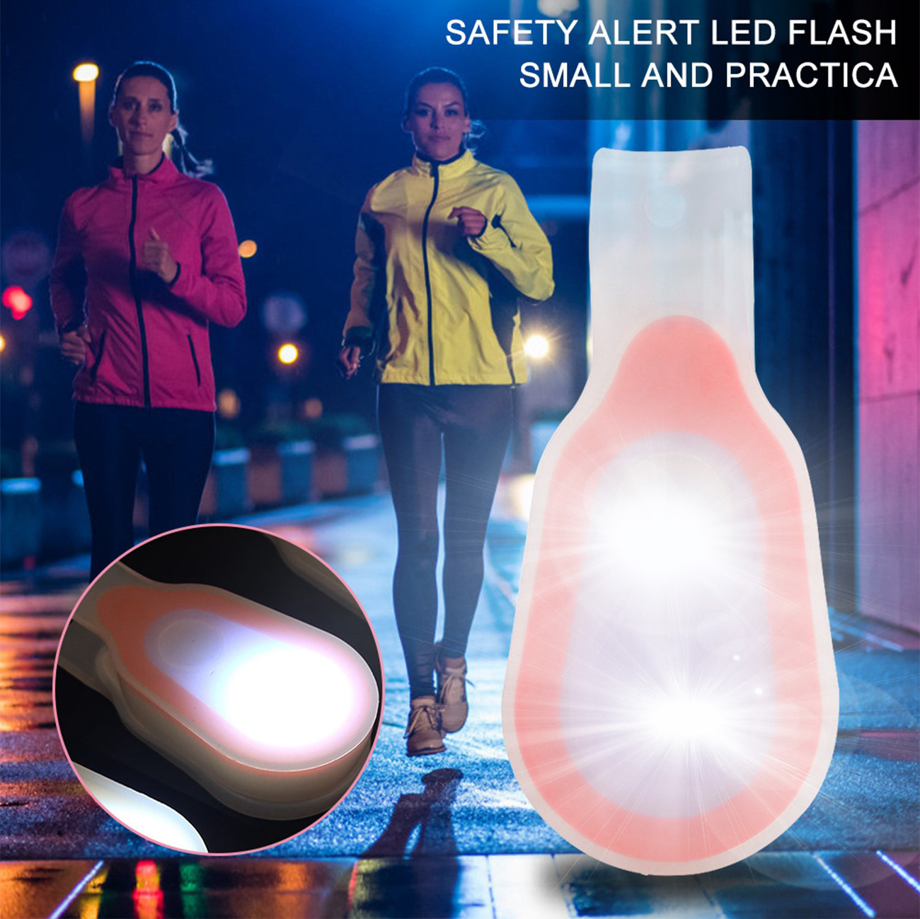 Portable hand free led flashlight silicone safety pocket bag light magnetic clip on light for running walking