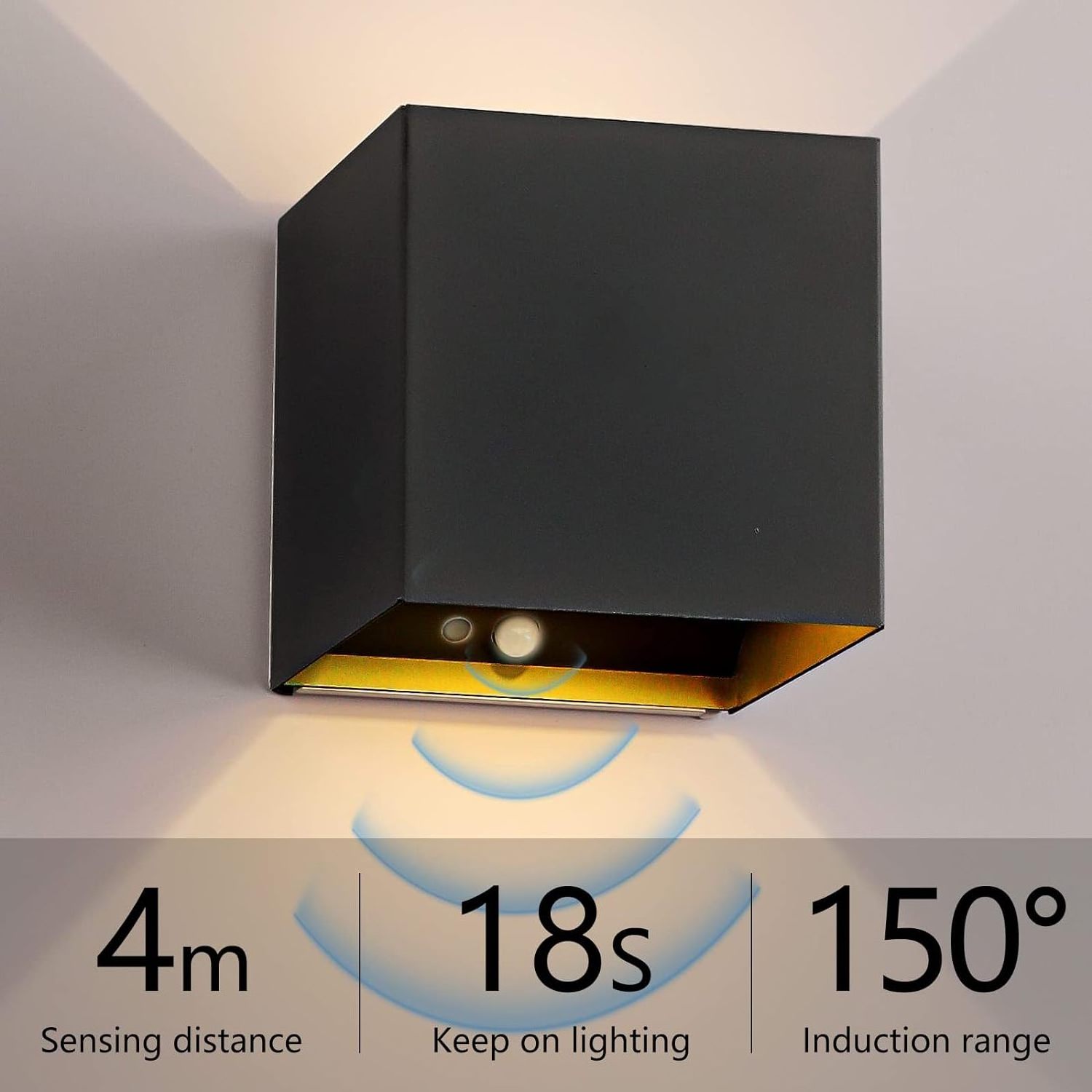 wireless Up and Down  sensor wall lights aluminum rechargeable square led wall lights