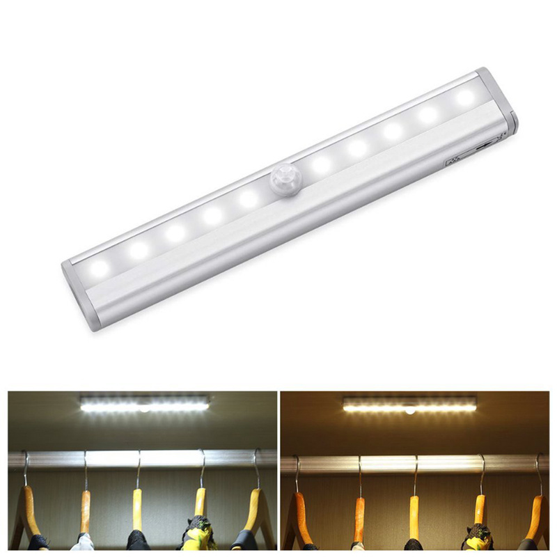 10 LED PIR Motion Sensor LED Night Light led closet cabinet light