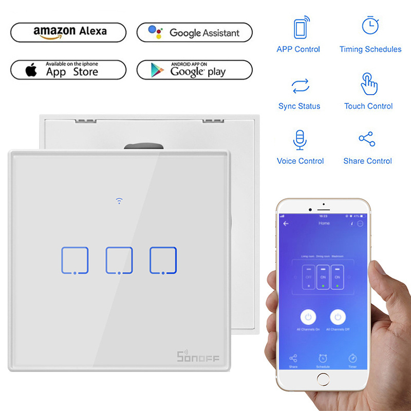 New Arrival wifi switch TX series T2 EU UK US Wifi/RF Remote Control Power Switch 1 2 3 Gang