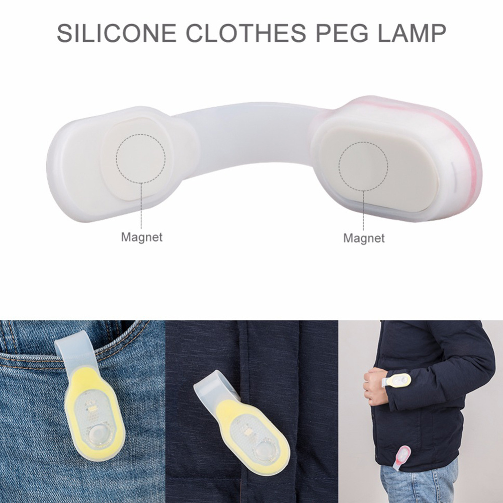 Portable hand free led flashlight silicone safety pocket bag light magnetic clip on light for running walking