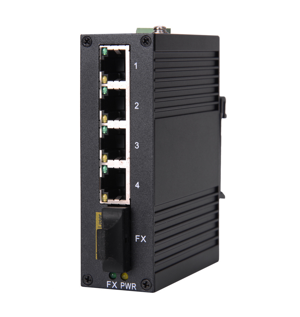 1 optic port 4 TX ports fiber network switch 10/100m 5 ports outdoor industrial ethernet switch