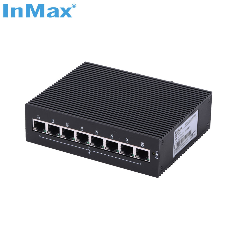 InMax Manufacturer outdoor poe switch 8 port 10/100/1000M full gigabit Din rail PoE network switch for monitoring