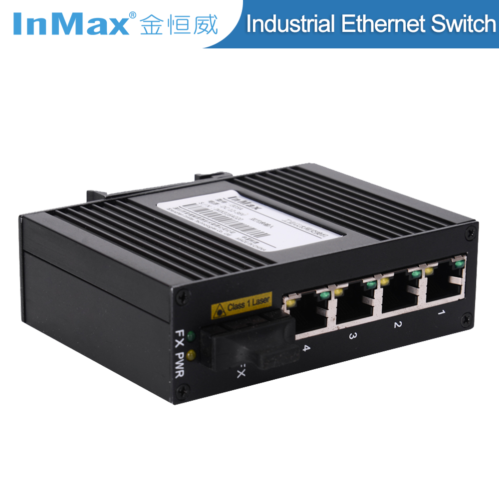 InMax Manufacturer 10/100m 1 fiber optic port 4 PoE ports 5 ports fiber network PoE switch