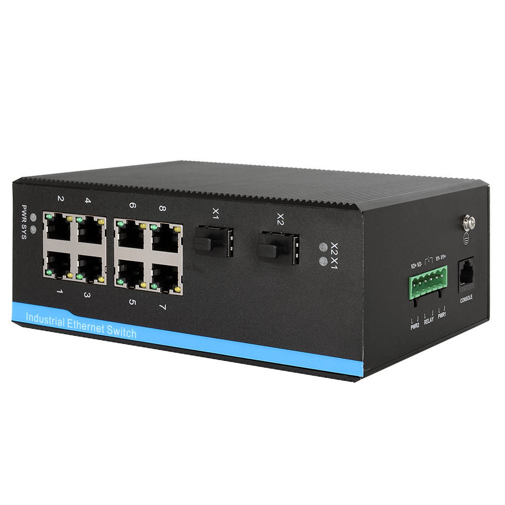 Shenzhen factory 10 port 8G+2G managed din rail industrial ethernet media converter