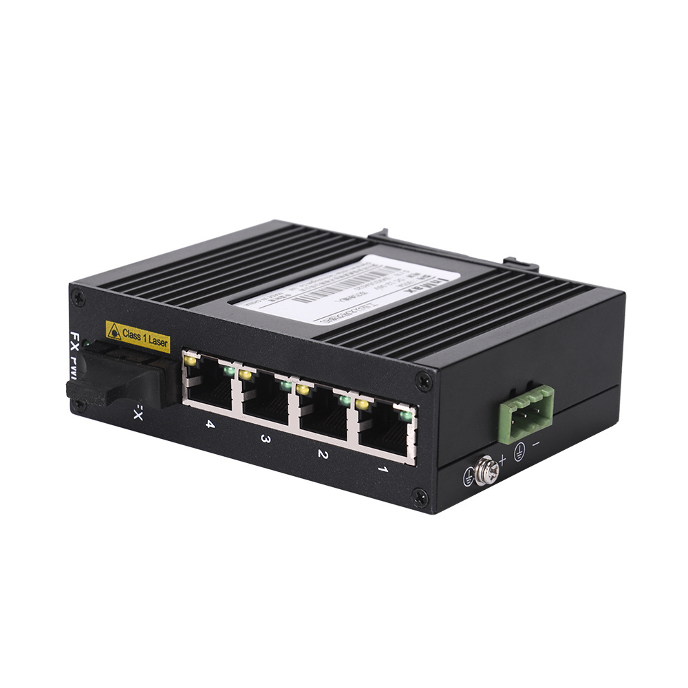 1 optic port 4 TX ports fiber network switch 10/100m 5 ports outdoor industrial ethernet switch