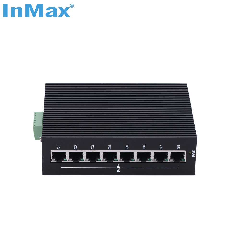 InMax Manufacturer outdoor poe switch 8 port 10/100/1000M full gigabit Din rail PoE network switch for monitoring