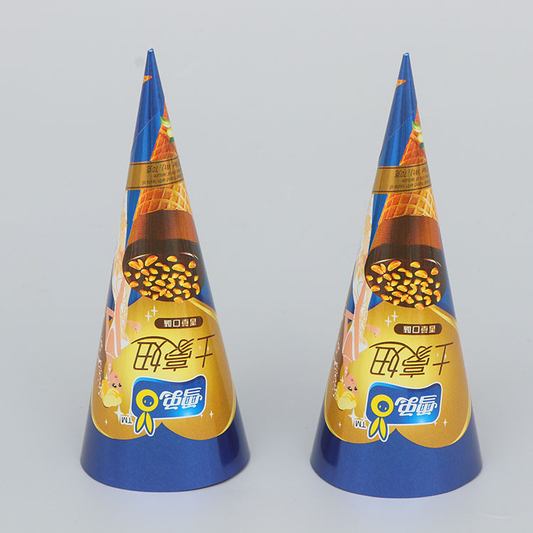 Disposable Custom printing aluminum foil sleeve cone holder Wrapping ice cream cone paper factory