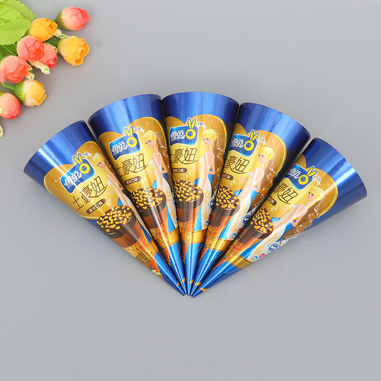 Disposable Custom printing aluminum foil sleeve cone holder Wrapping ice cream cone paper factory