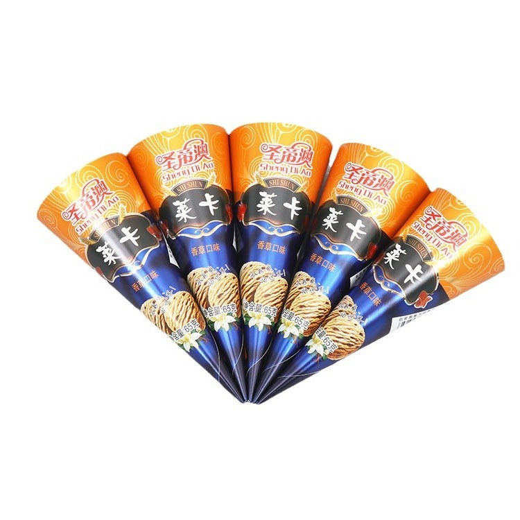 Disposable Custom printing aluminum foil sleeve cone holder Wrapping ice cream cone paper factory