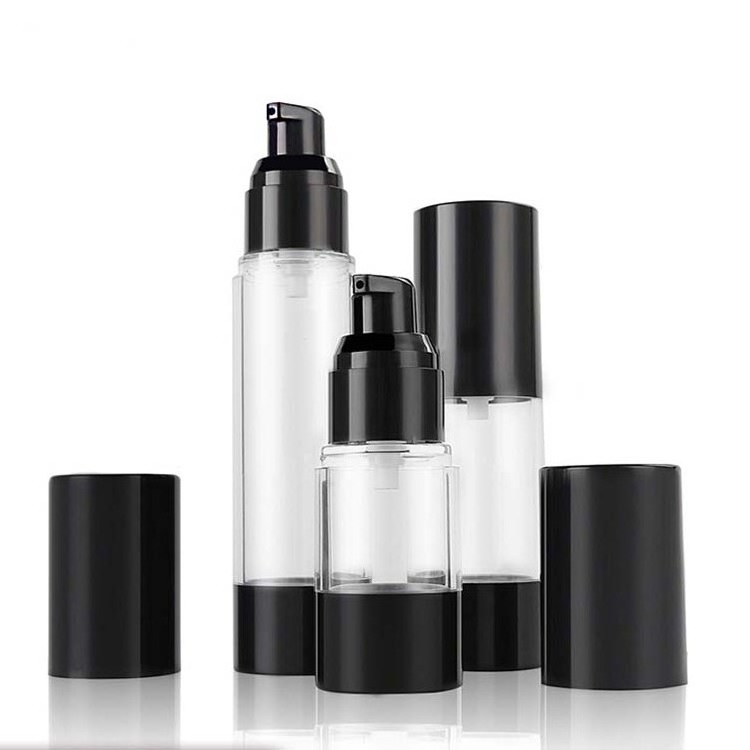 Hot Selling As Plastic Black Airless Pump Bottles Refilled Travel Bottles Skincare Packaging