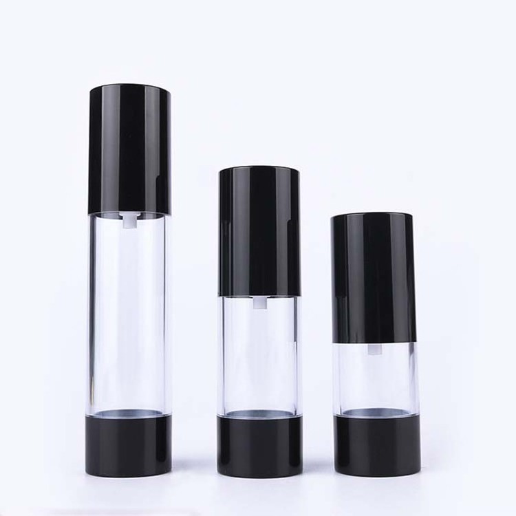 Hot Selling As Plastic Black Airless Pump Bottles Refilled Travel Bottles Skincare Packaging