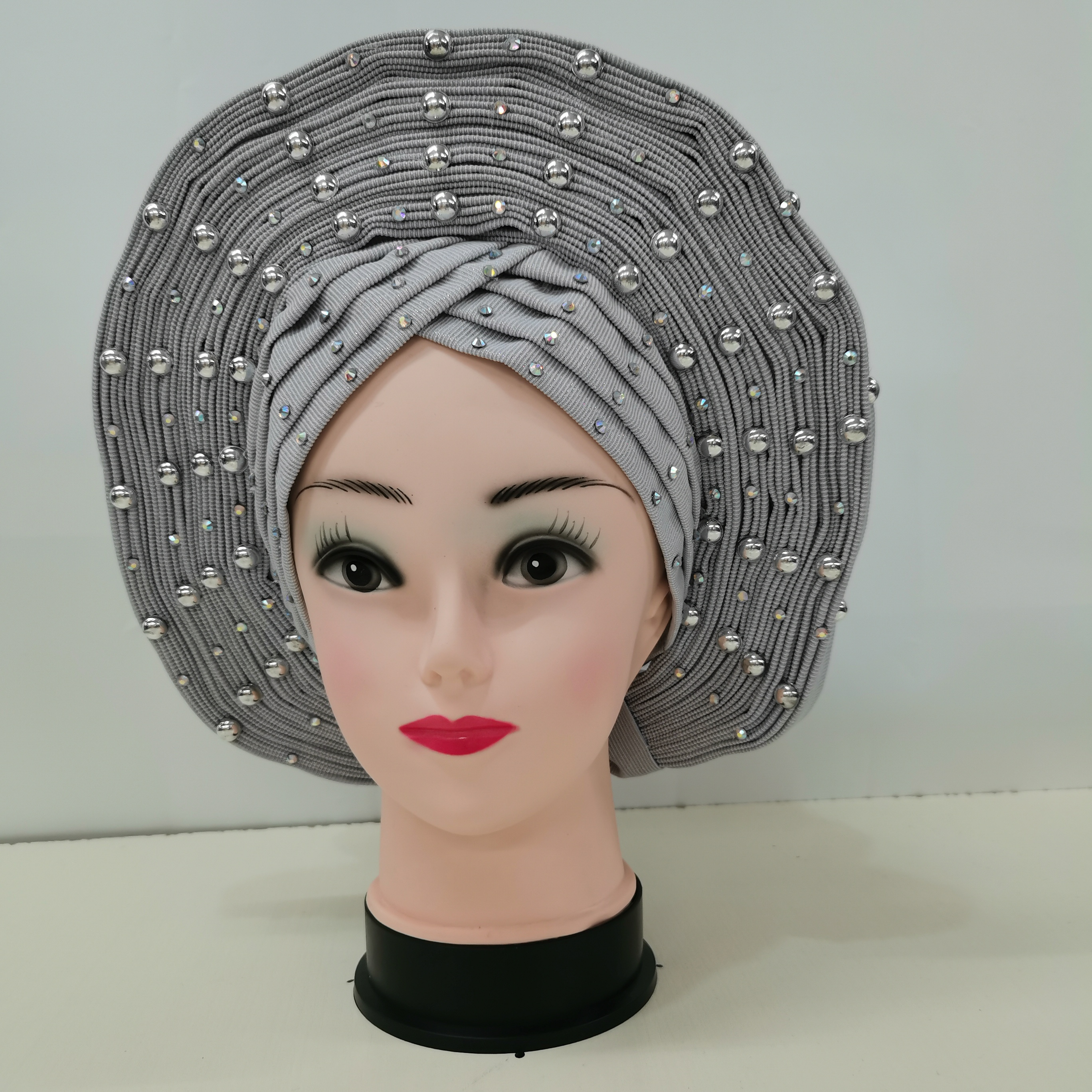 Best selling nigerian sego headtie african beads auto gele for women wear head wrap for sell