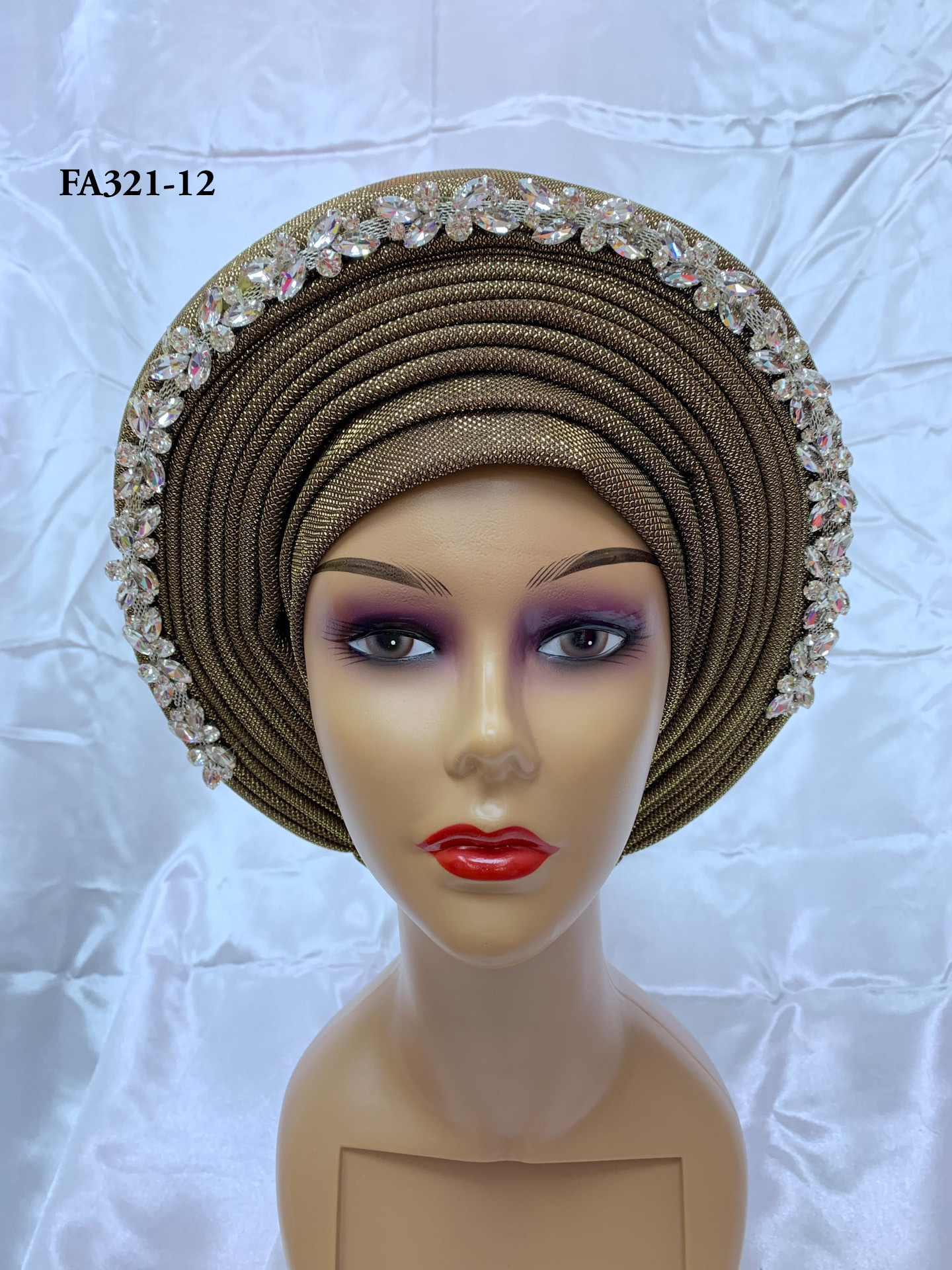 African auto gele headtie aso oke Auto gele with beads for traditional wedding nigerian bridal auto gele