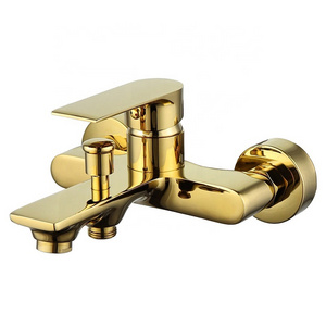 INNADA  Brushed Gold Bathroom Bath Shower Faucet Shower Fixture  Wall mounted Bathtub faucet with shower sets