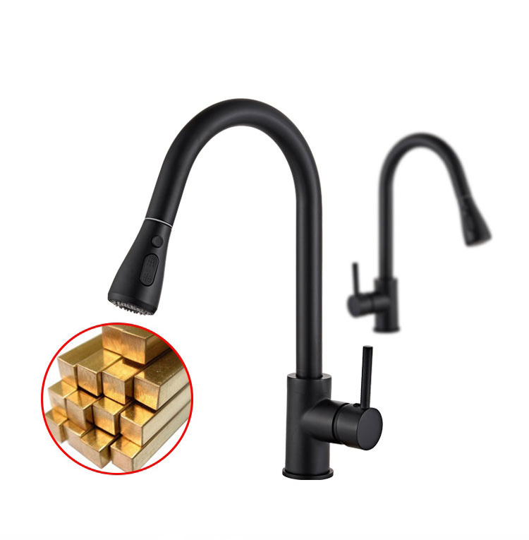 Home High End Deck Mounted Dual-function Kitchen Faucets  Modern Contemporary Pull Out Kitchen Faucet 