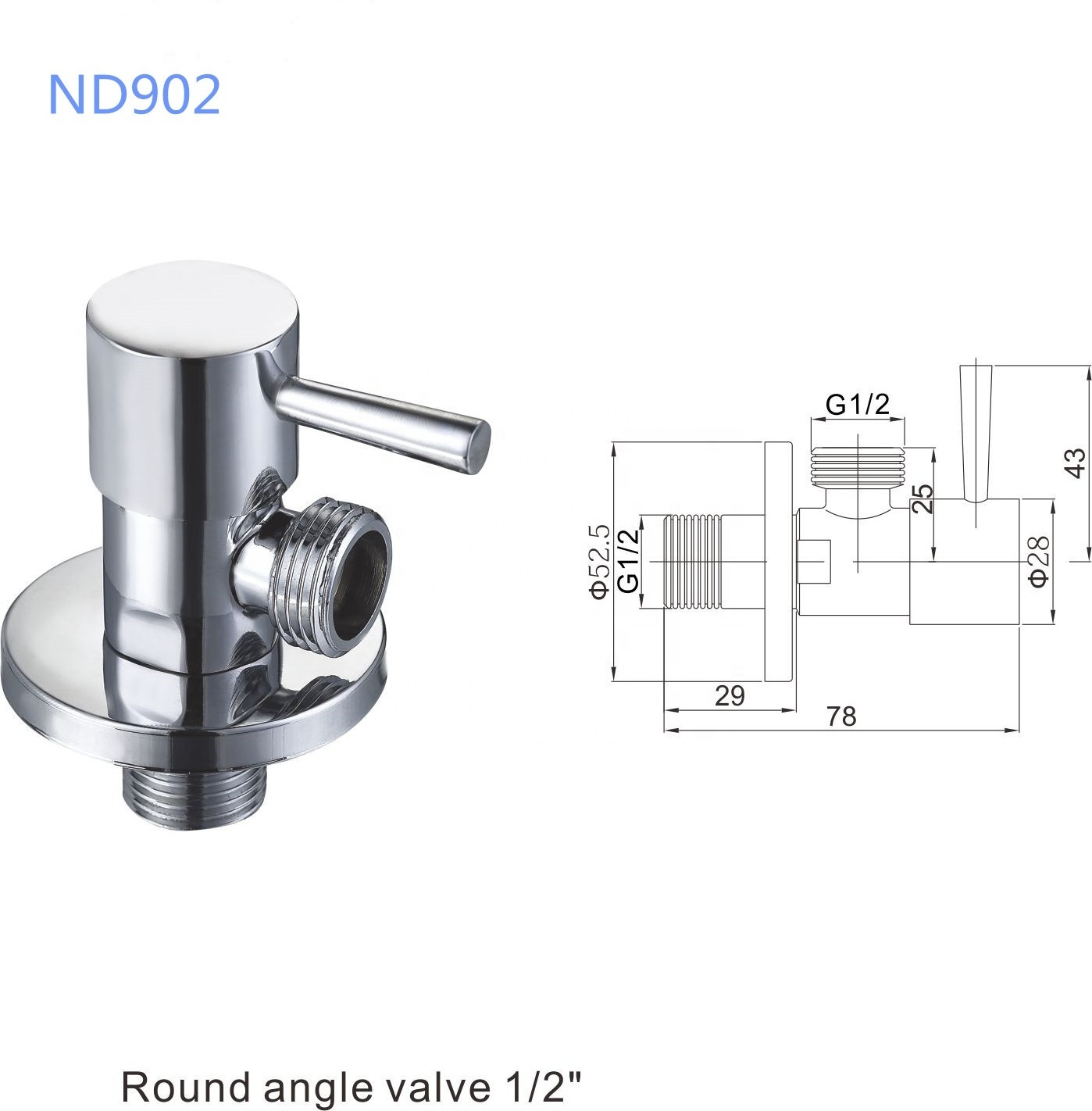 ND902 High Quality brass angle valve stainless steel angle valve toilet bathroom angle stop valve