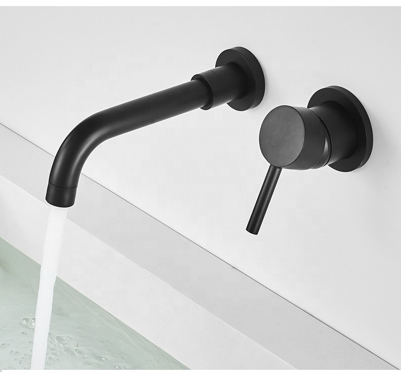 Matt black single handle Bathroom sink faucet  Wall mounted Lavatory basin tap taps basin