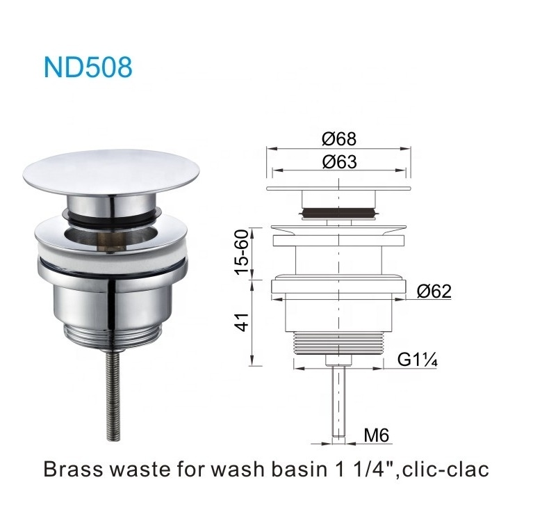 High Quality Clic clac Wash Brass basin drainer push down pop up waste Push Up Sink Strainer