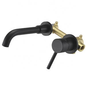 Matt black single handle Bathroom sink faucet  Wall mounted Lavatory basin tap taps basin