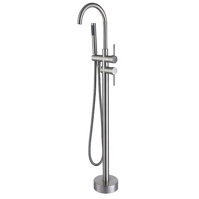 Bathroom Matte Black Handheld Floor-standing Bath Tub Shower Mixer Faucet Set