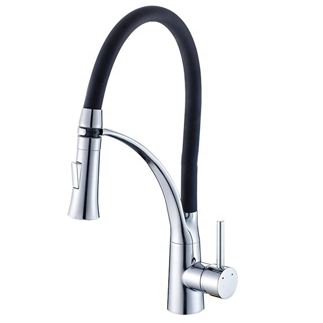 Brass Pull Out/ Pull down  kitchen Sink Mixer Faucet  Black silica gel pipe  sink faucet