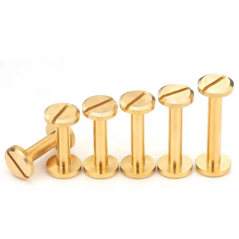 Flat Head  Brass Chicago Binding Screws Pure Copper Male Female Rivet Bag Belt Leather Metal Accessories